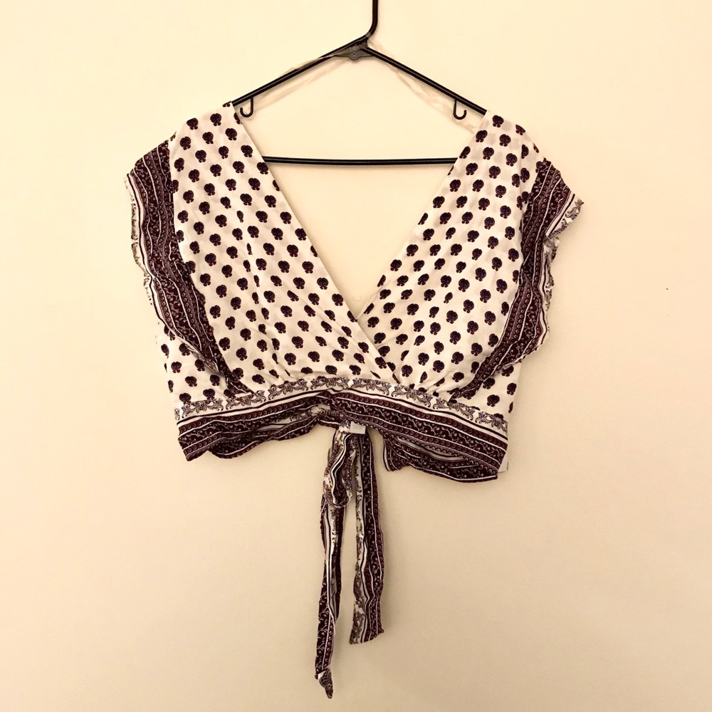 NWT Printed Tie Crop Top Sz XL
